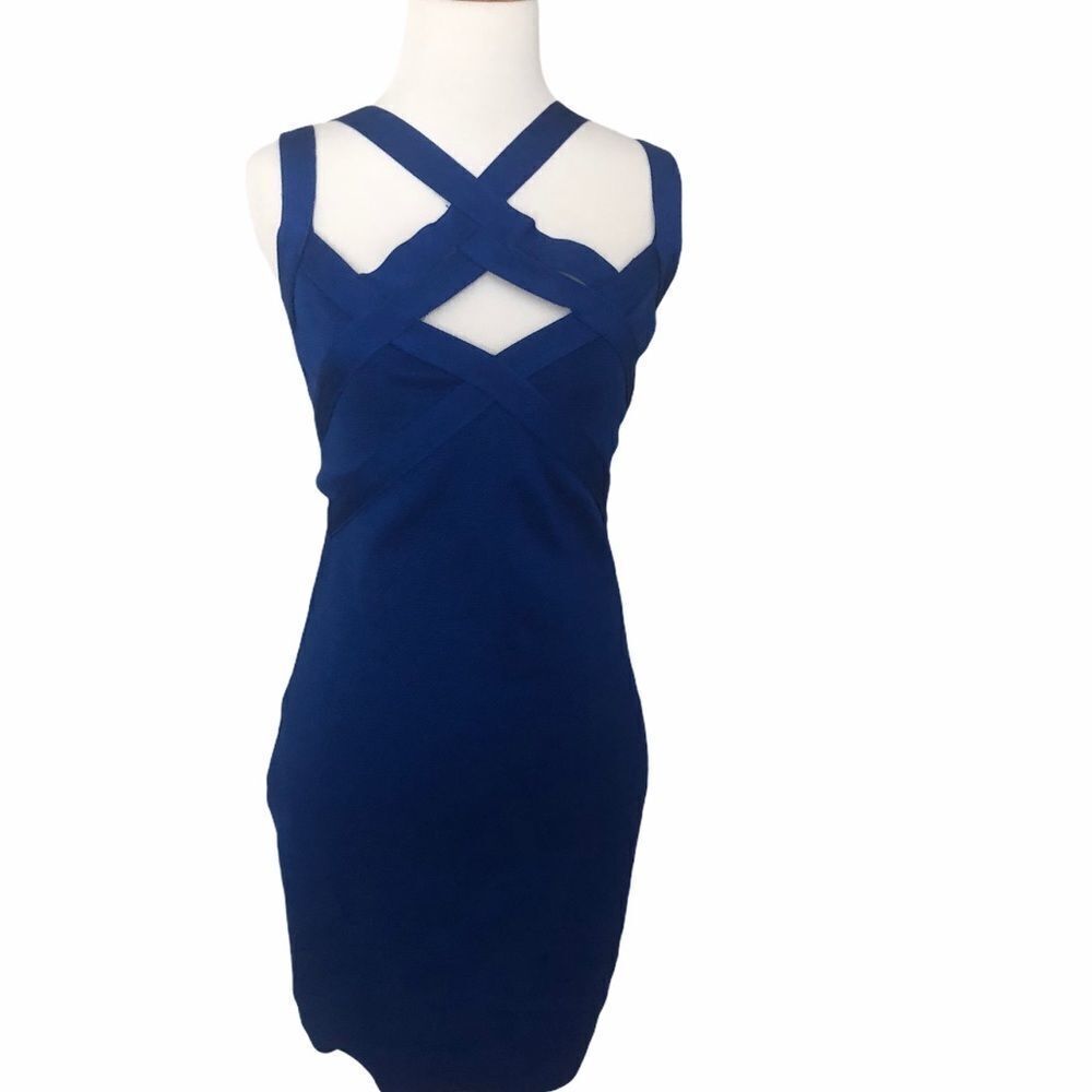 Cobalt Blue Angl body con strappy mini dress